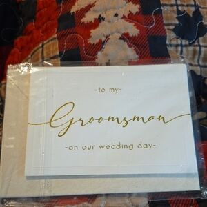 Gold and White Groomsman Bridesmaid Card 4.875x3.75